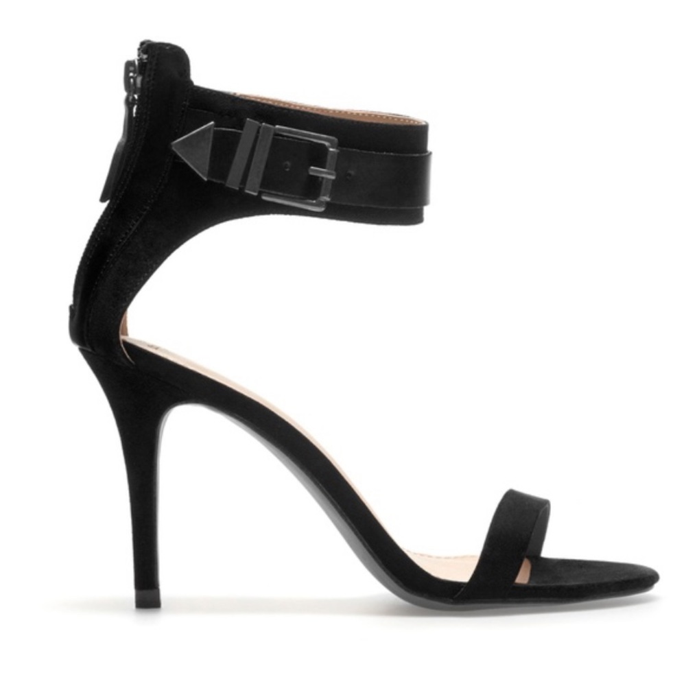 Zara Trafaluc Black ankle strap heels with buckle detail